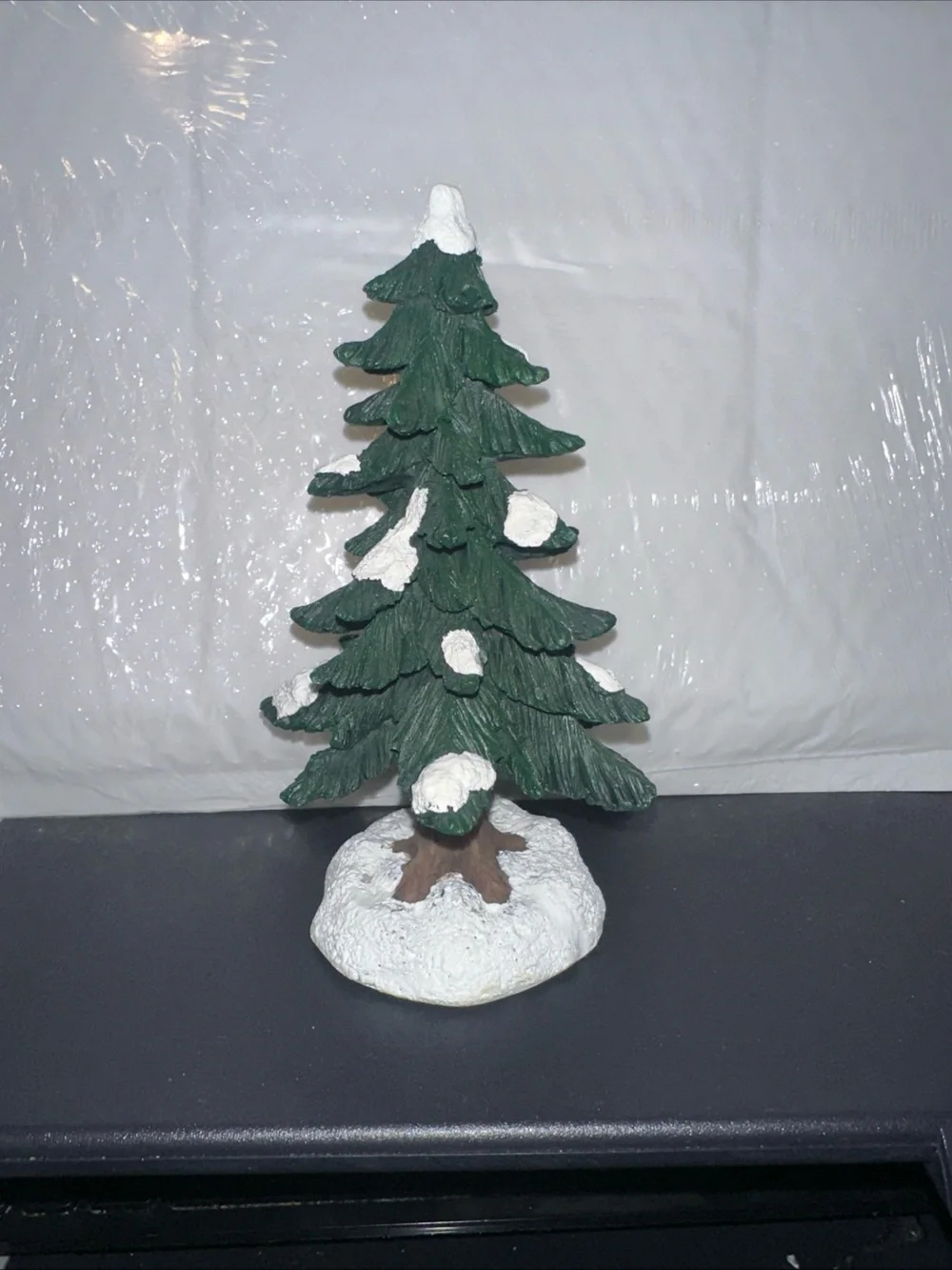 Holiday Pine Tree Figurine - Green Snow-Tipped Tree